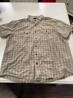 Carhartt loose fit plaid button down shirt size XL